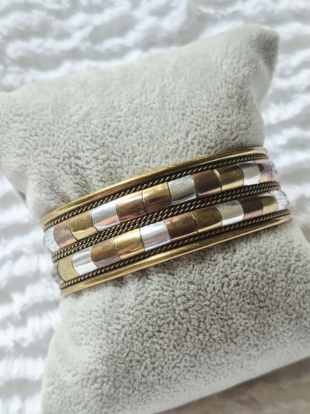 Vintage Tri-Color Copper Cuff Bangle